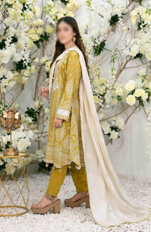 MEDEA Lawn Embroidered Shirt - Lawn Jacquard Dupatta Collection 2023 By Tawakkal Fabrics D 6694