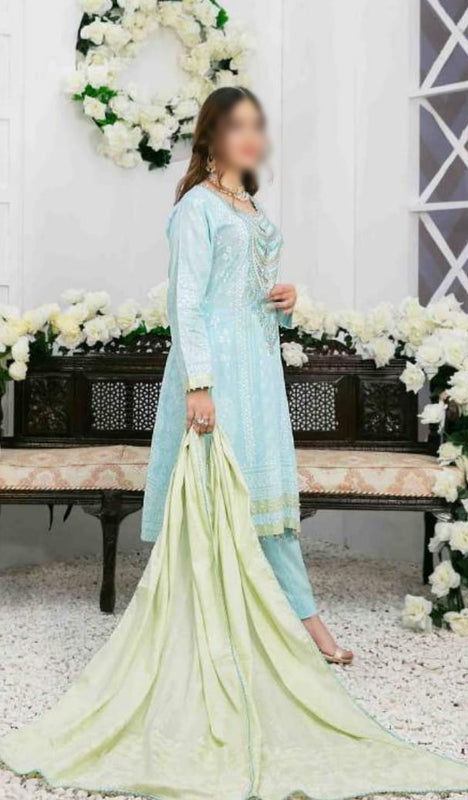 MEDEA Lawn Embroidered Shirt - Lawn Jacquard Dupatta Collection 2023 By Tawakkal Fabrics D 6695