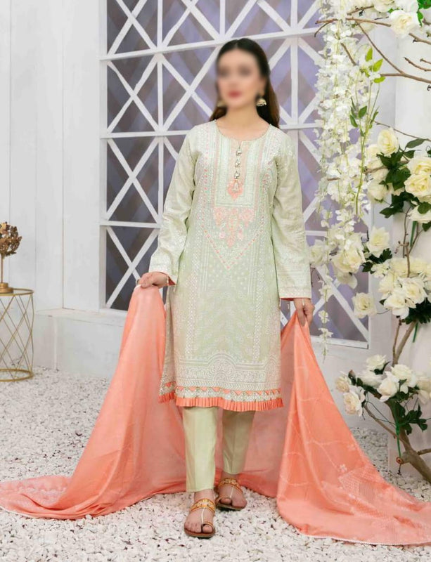 MEDEA Lawn Embroidered Shirt - Lawn Jacquard Dupatta Collection 2023 By Tawakkal Fabrics D 6700