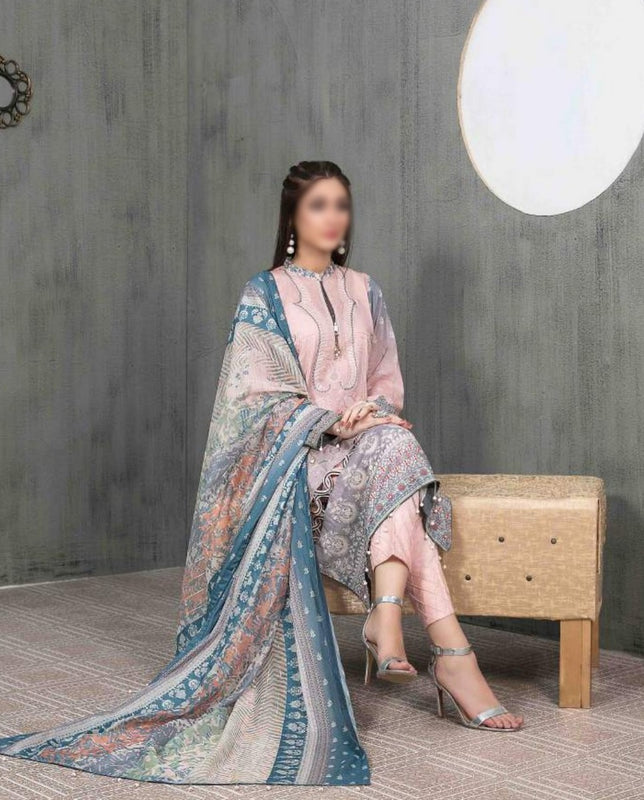 AYNUR Embroidered Digital Printed Lawn Shirt - Fancy Dupatta Collection 2023 D 6892