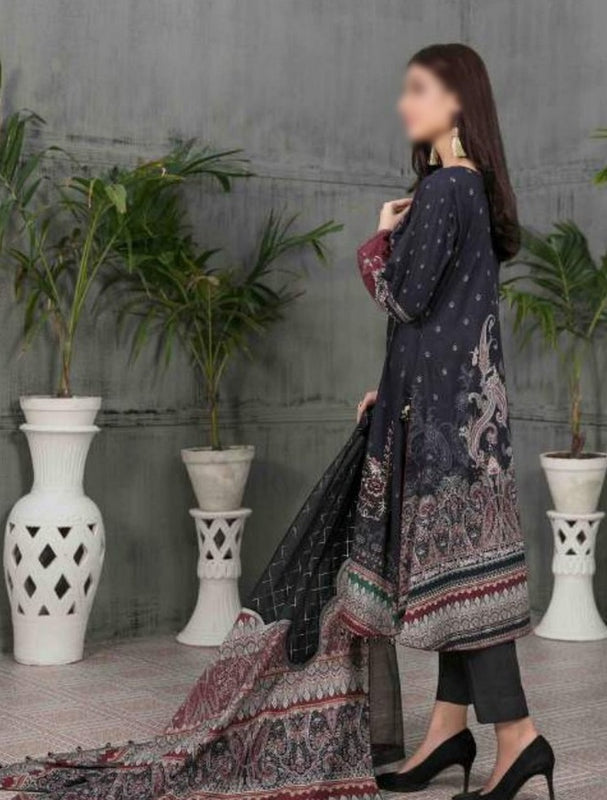 AYNUR Embroidered Digital Printed Lawn Shirt - Fancy Dupatta Collection 2023 D 6894