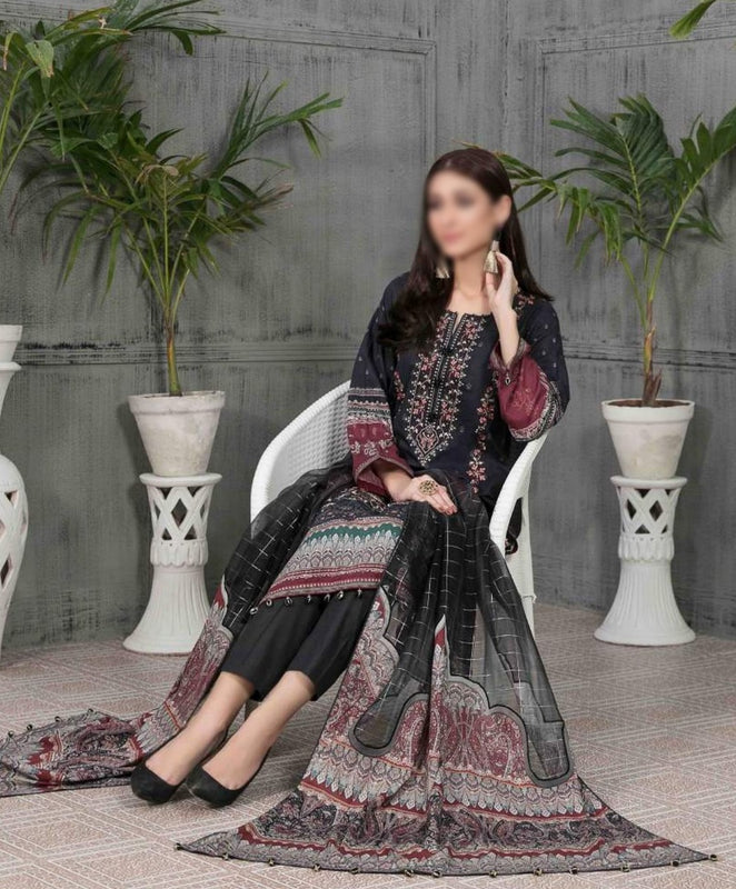 AYNUR Embroidered Digital Printed Lawn Shirt - Fancy Dupatta Collection 2023 D 6894