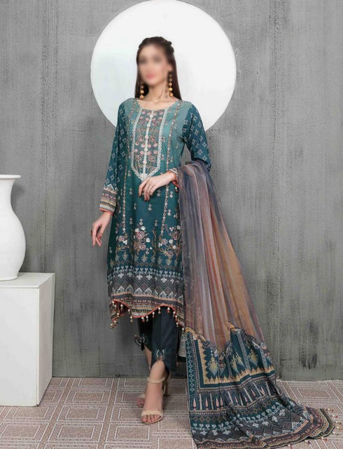 AYNUR Embroidered Digital Printed Lawn Shirt - Fancy Dupatta Collection 2023 D 6896