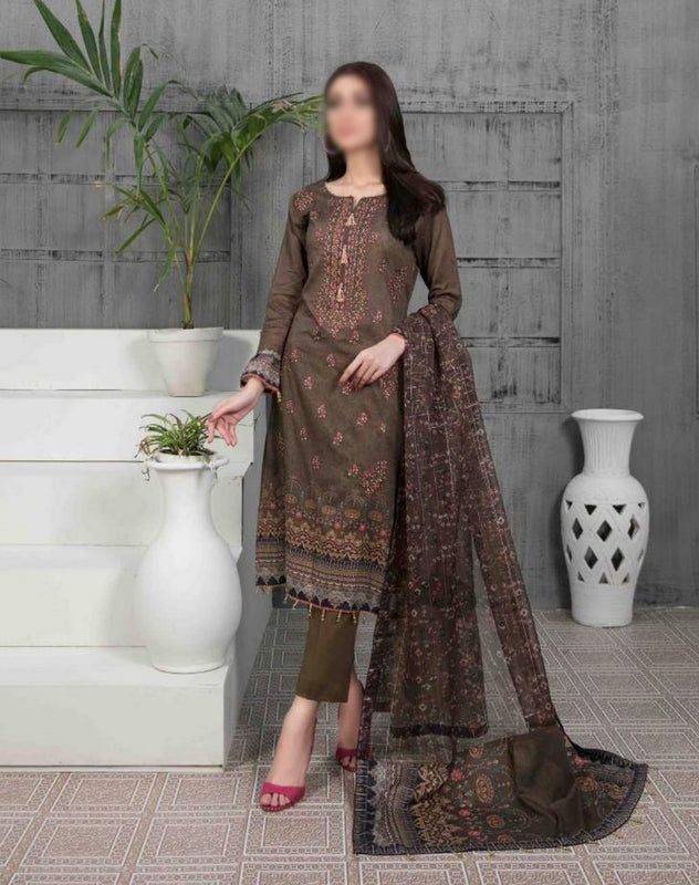 AYNUR Embroidered Digital Printed Lawn Shirt - Fancy Dupatta Collection 2023 D 6898