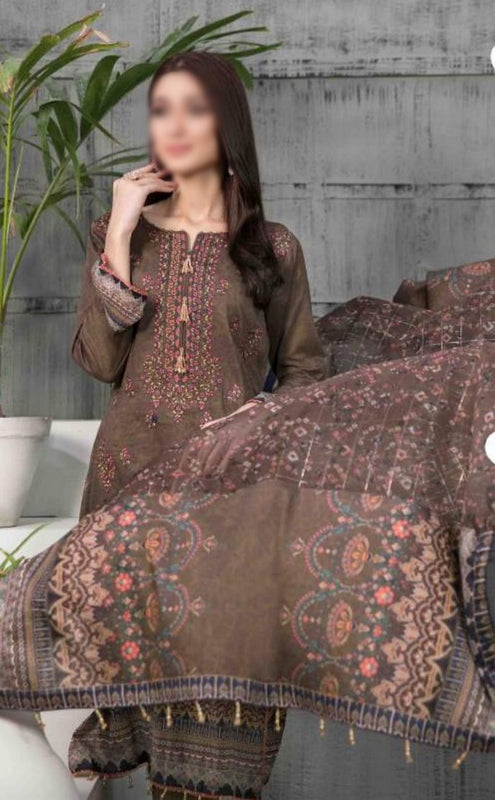 AYNUR Embroidered Digital Printed Lawn Shirt - Fancy Dupatta Collection 2023 D 6898