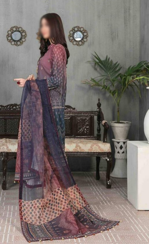 AYNUR Embroidered Digital Printed Lawn Shirt - Fancy Dupatta Collection 2023 D 6899