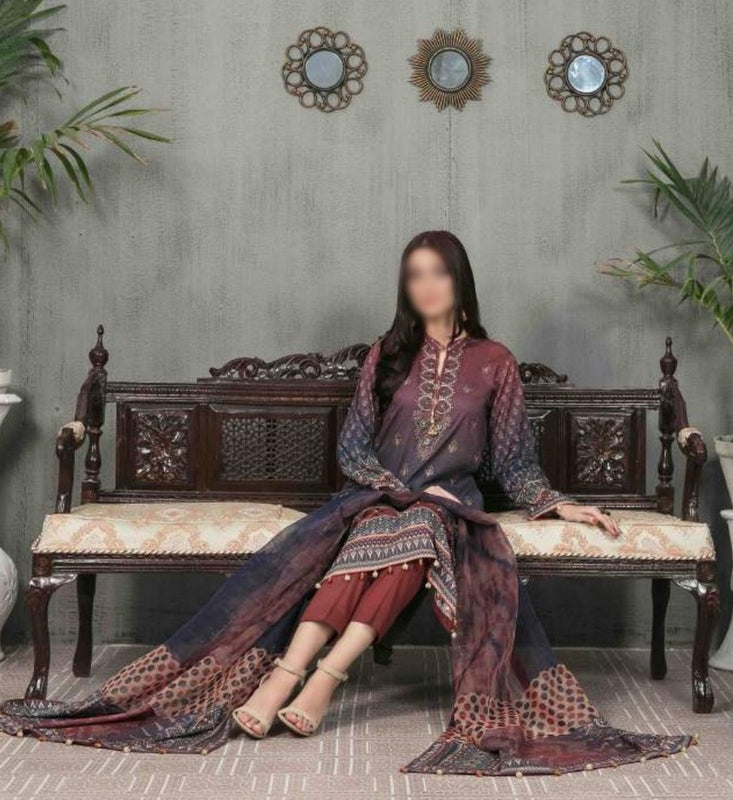 AYNUR Embroidered Digital Printed Lawn Shirt - Fancy Dupatta Collection 2023 D 6899