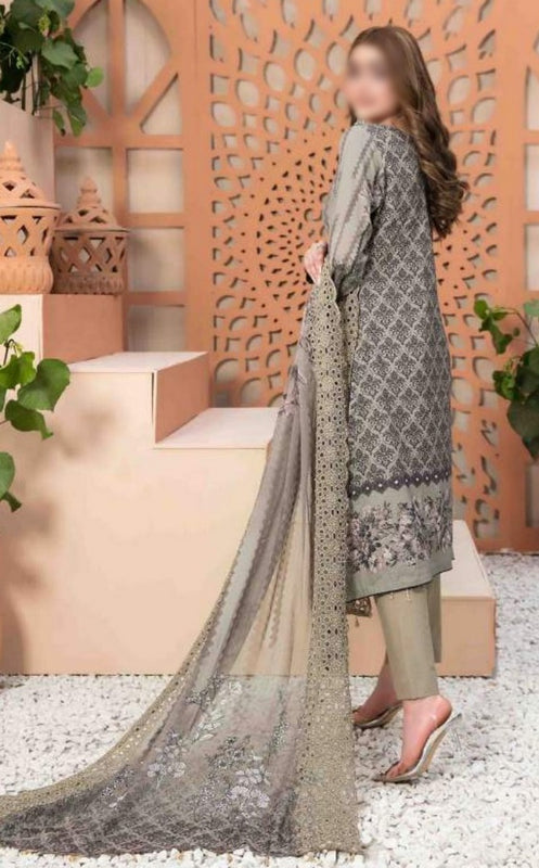 MON TRESOR Digital Printed Lawn Shirt - Schiffli Dupatta Collection 2023 D 7043