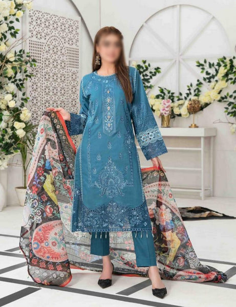 IZEL Fancy Embroidered Lawn Shirt - Fancy Dupatta Collection 2023 D 7199