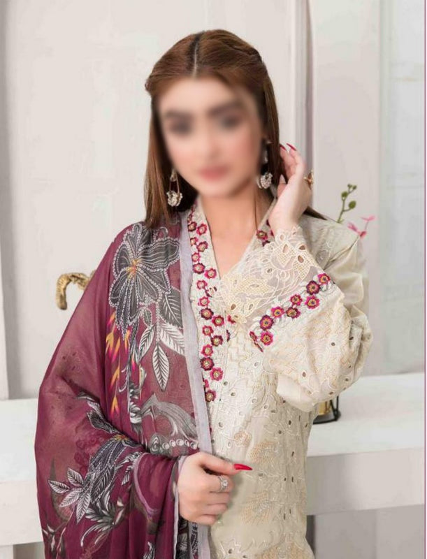 IZEL Fancy Embroidered Lawn Shirt - Fancy Dupatta Collection 2023 D 7200