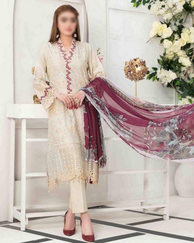 IZEL Fancy Embroidered Lawn Shirt - Fancy Dupatta Collection 2023 D 7200