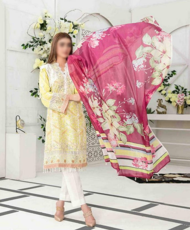IZEL Fancy Embroidered Lawn Shirt - Fancy Dupatta Collection 2023 D 7209