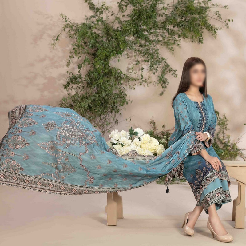 ALYANA Embroidered Digital Printed Lawn Shirt - Lawn Dupatta Collection 2023 D 8548