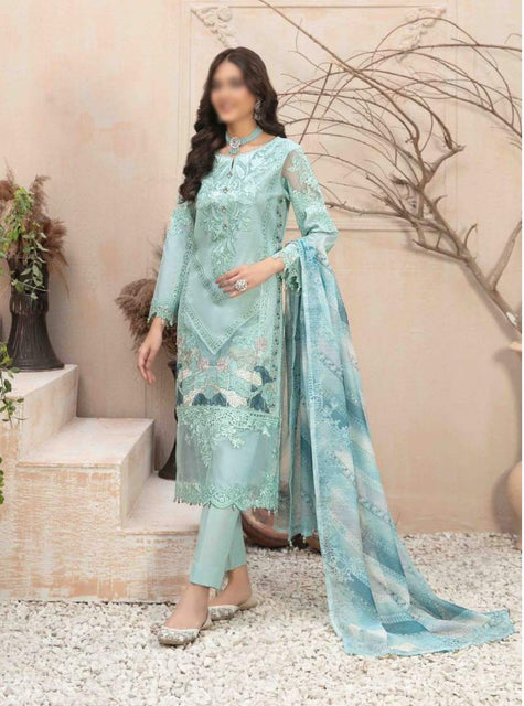 AFSANEH Fancy Embroidered Lawn Jacquard Shirt - Exclusive Dupatta Collection 2023 D 8861