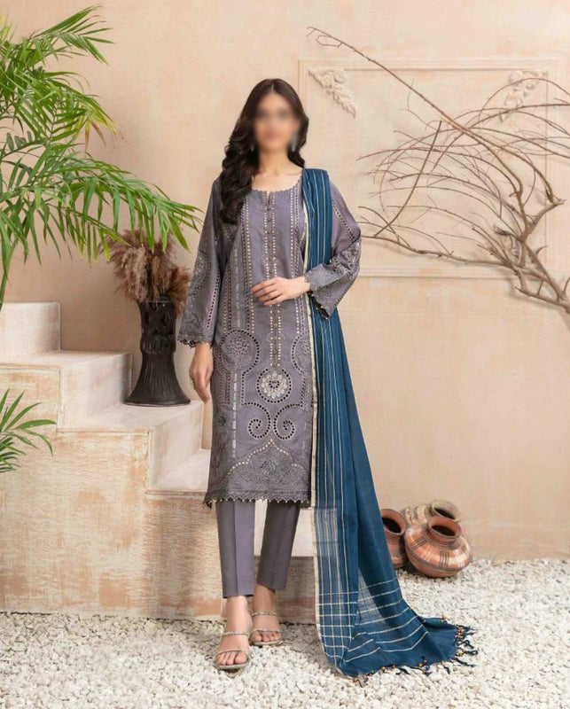 AFSANEH Fancy Embroidered Lawn Jacquard Shirt - Exclusive Dupatta Collection 2023 D 8866