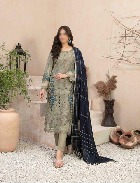 AFSANEH Fancy Embroidered Lawn Jacquard Shirt - Exclusive Dupatta Collection 2023 D 8870