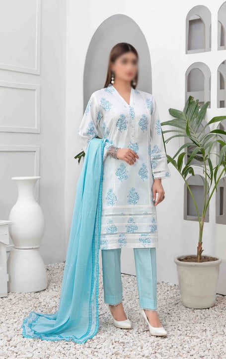 ROSHANE Stitched Embroidered Digital Printed Lawn Shirt -  Digital Printed Lawn Dupatta Collection 2023 D 9034