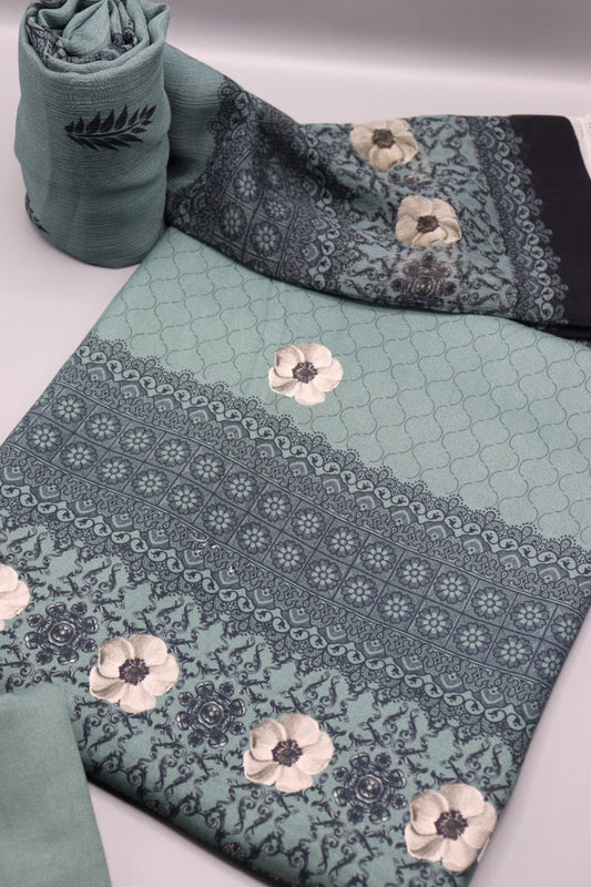 Naqash Staple Linen With Chiffon Dupatta Design 04