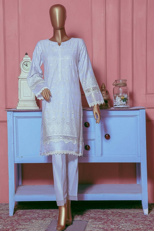 Sadabahar Stitched Chikankari Self Cotton Kurti Collection Design 13