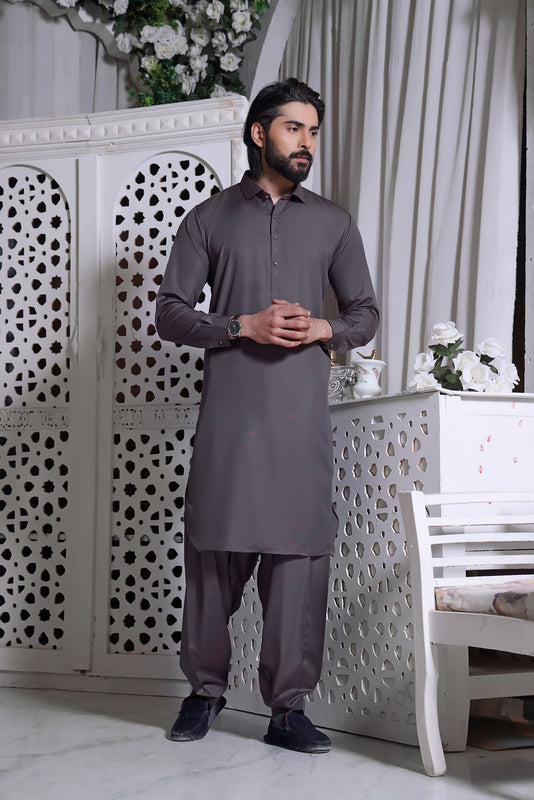 TGM Kameez Shalwar Suit Eid Collection Gray Stone