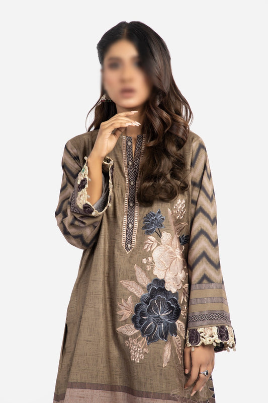 Amna Khadija Jaipur Digital and Embroidered Dhanak Wool JDE 12