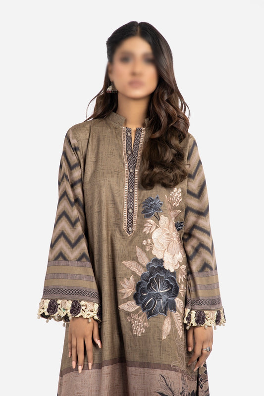 Amna Khadija Jaipur Digital and Embroidered Dhanak Wool JDE 12