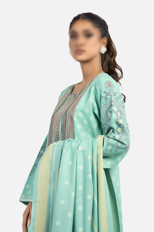 Amna Khadija Jaipur Digital and Embroidered Dhanak Wool JDE 14