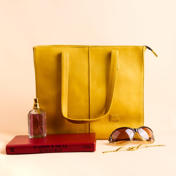 Women Leather Tote Bags Collection MUSTARD YELLOW