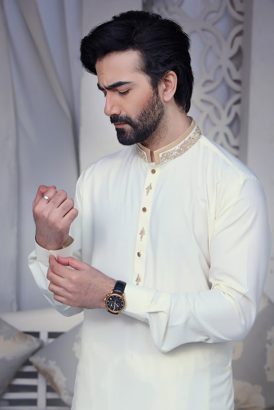 TGM Kameez Shalwar Suit Eid Collection Pearl Cream