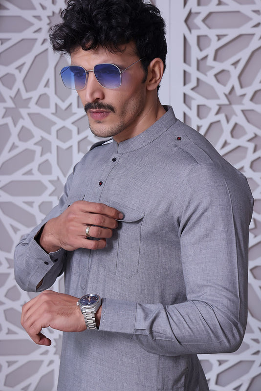 TGM Kameez Shalwar Suit Eid Collection Steel Grey D 19